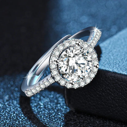 Original 925 Sterling Silver Ring High Quality Adjustable Opening AAA Zircon For Women Wedding Fine Fashion Jewelry Gift