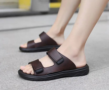 Men Slippers Shoes Solid Color Slip On Casual Beach Slides Mens Thick Sole Anti Slip Shoes for Men 2024 Summer Fashion Sandals