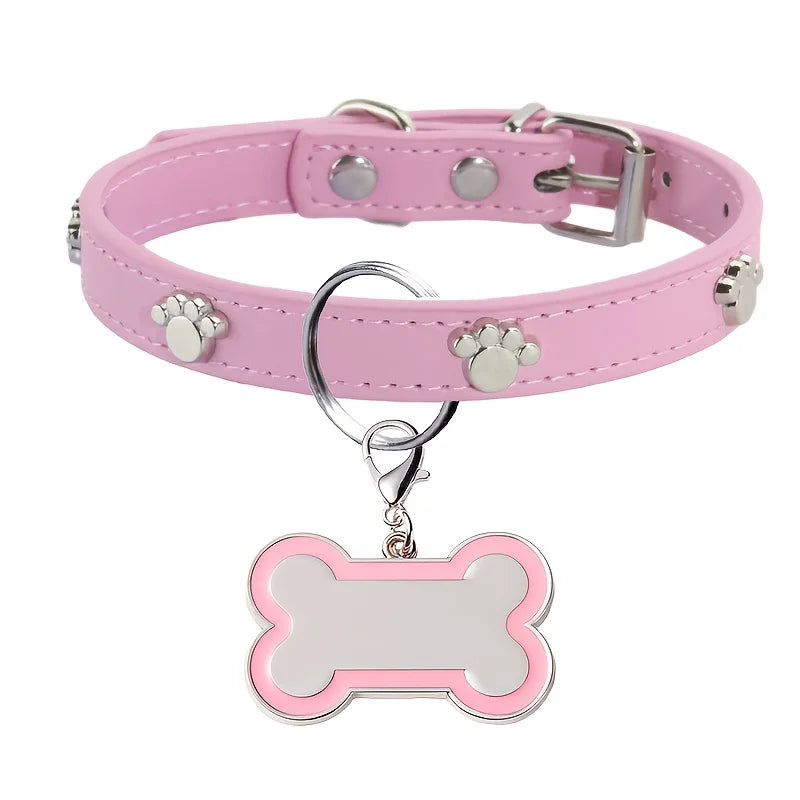 Engraved Dog Collar with Name & Phone Number Adjustable Custom Puppy Collar Pet ID Tag for Small Medium Large Dogs & Cats Collar