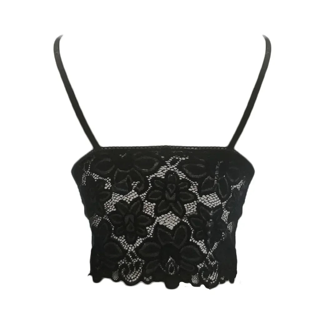 Floral Bralette Lace Bras Push Up for Women Sexy Lingerie Corset Camis Vest Underwear Wire Free Sheer Summer Crop Top Lingerie