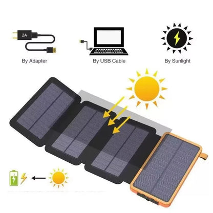 30000mAh Solar Power Bank Flip Panel Large Capacity IOS/Android USB Fast Charge Dual Charging Solar/Type-C Portable for Camping