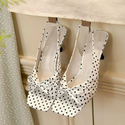 French Minimalist Square Toe Slingback Sandals Women Quiet Luxury Vintage Kitten Heels Elegant Office Shoes