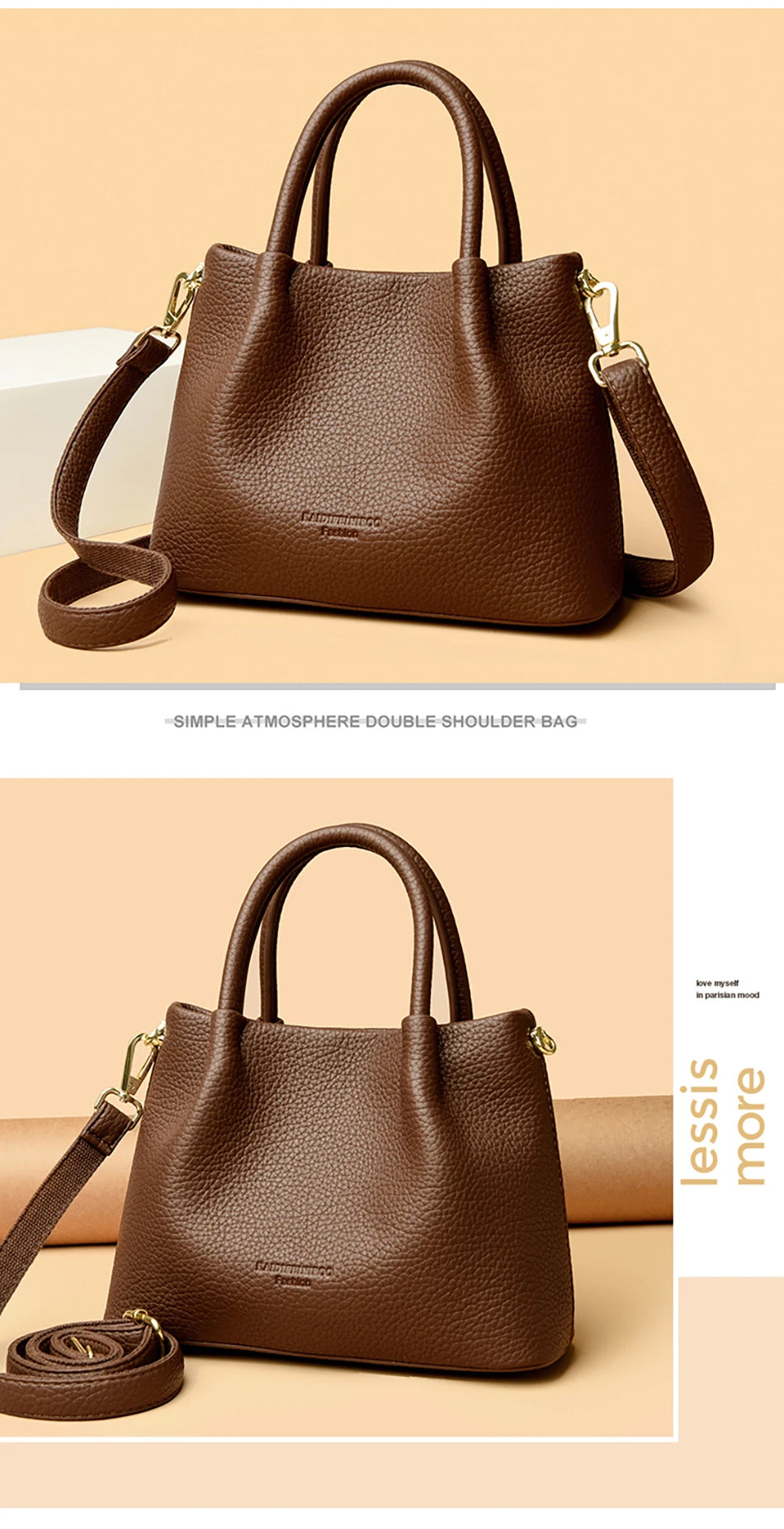 Women Soft Leather Top-Handle Bags Luxury Designer Handbag Solid Color Ladies Shoulder Crossbody Bag And Purse Commuting Sac