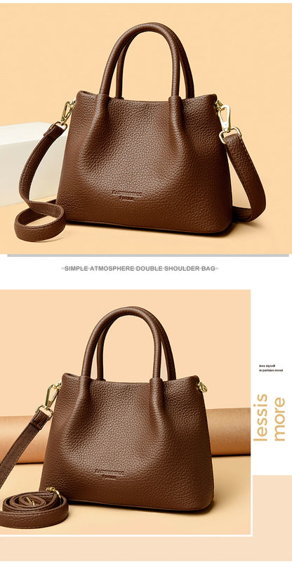Women Soft Leather Top-Handle Bags Luxury Designer Handbag Solid Color Ladies Shoulder Crossbody Bag And Purse Commuting Sac