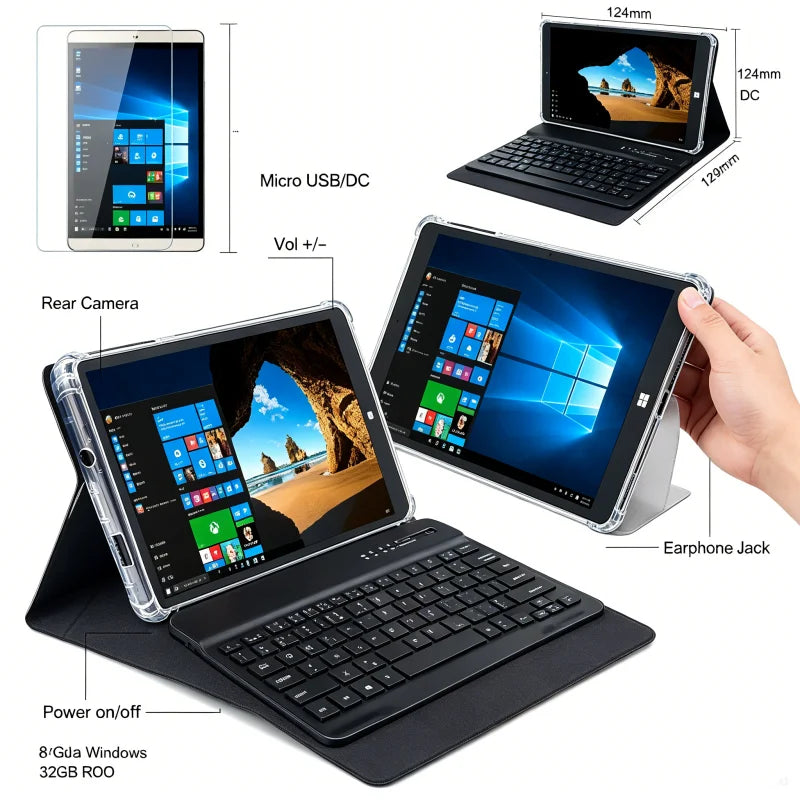 8.0 Inch Newest Sales 64 Bit AR2 Windows 10 Tablet PC Z8300 CPU 1280*800 Pixel Dual Camera Quad Core 8GB DDR3 RAM 128GB EMMC