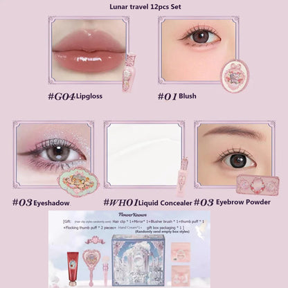 Flower Knows Set Midsummer Fairytales Make up Gift Box Eye Brow Palette Powder Blusher Eyebrow Concealer Lipgloss For Women