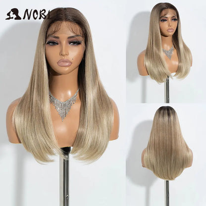 Noble Synthetic Lace Front Wig 22 Inch Straight Baby Hair Bob Wig Platinum Blonde Lace Front Wig Cosplay Glueless Wigs For Women