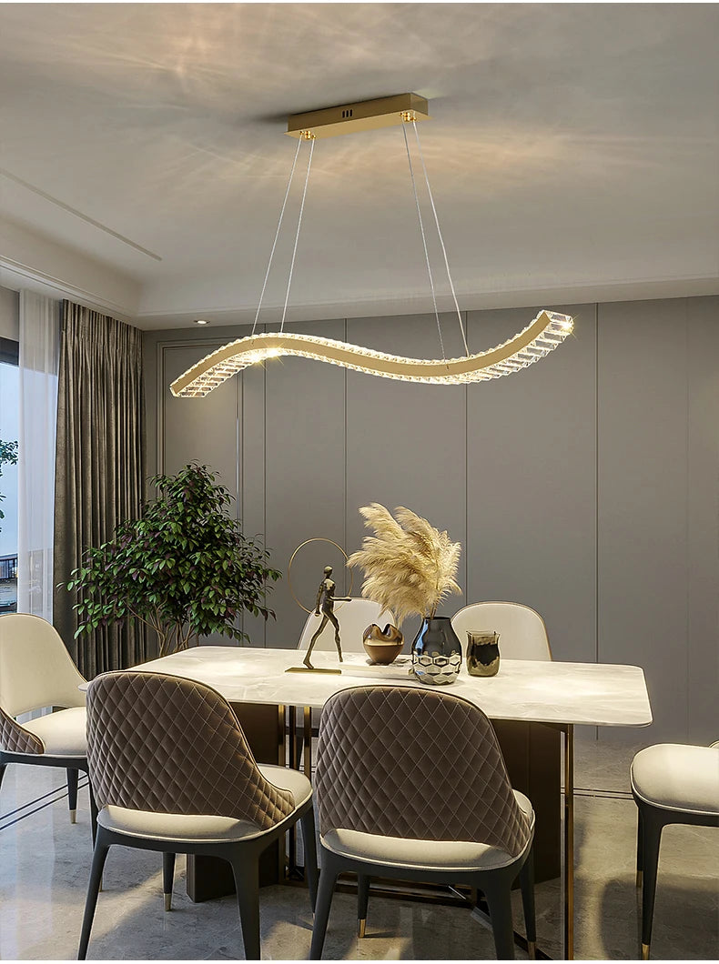 Modern Luxury LED Crystal Pendant Lights Villa Dining Room Kitchen Lighting Lustre Decor Chandeliers Indoor Bar Lights Fixture