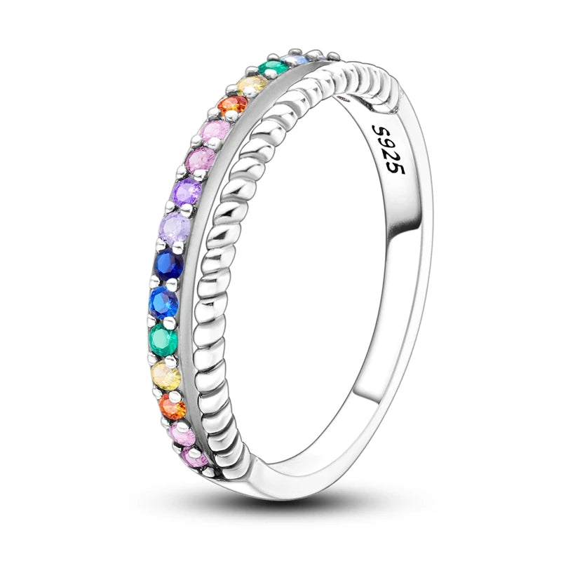 LAZA 925 Sterling Silver Colorful Rings Sparking Zirconium Bowknot Moon Sun Original Ring For Women Anniversary Wedding Gifts