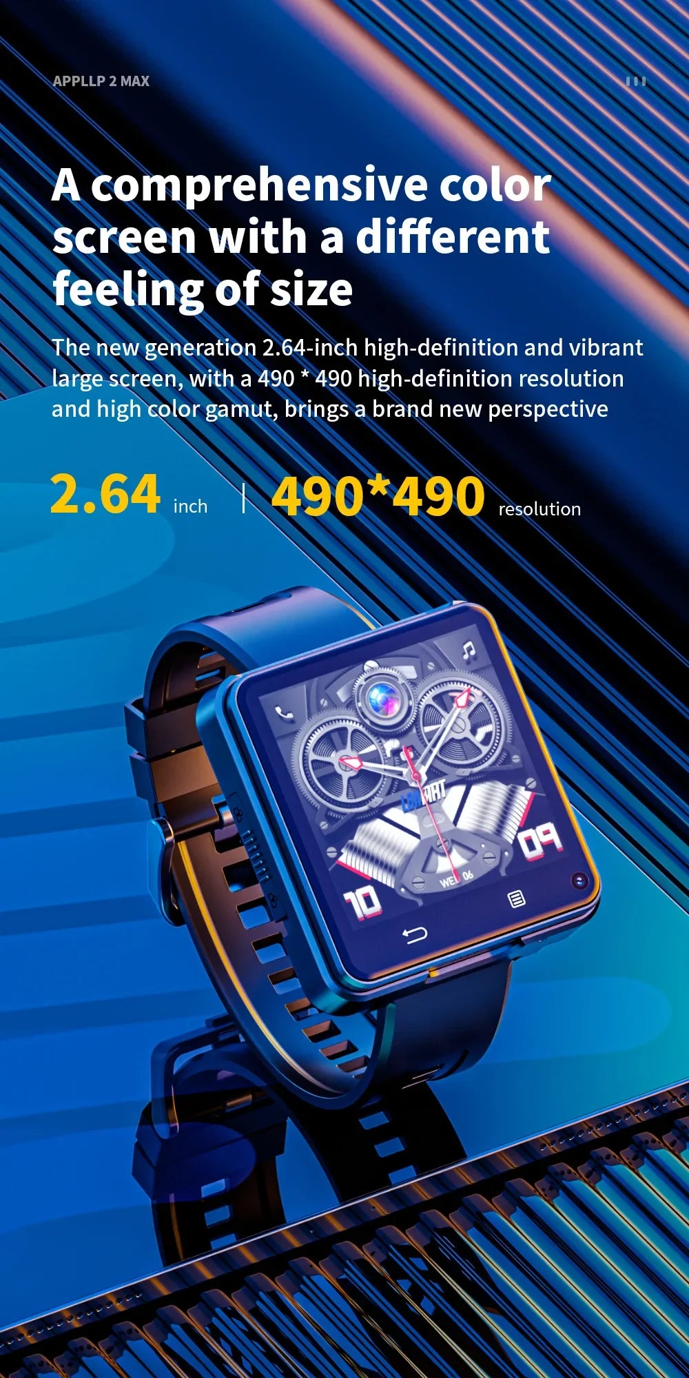New LOKMAT APPLLP 2 MAX 4G Smart Watch Men 2.64 Inch Large Screen 4GB 64GB Google Play Game Waterproof Android 11.0 Smartwatch