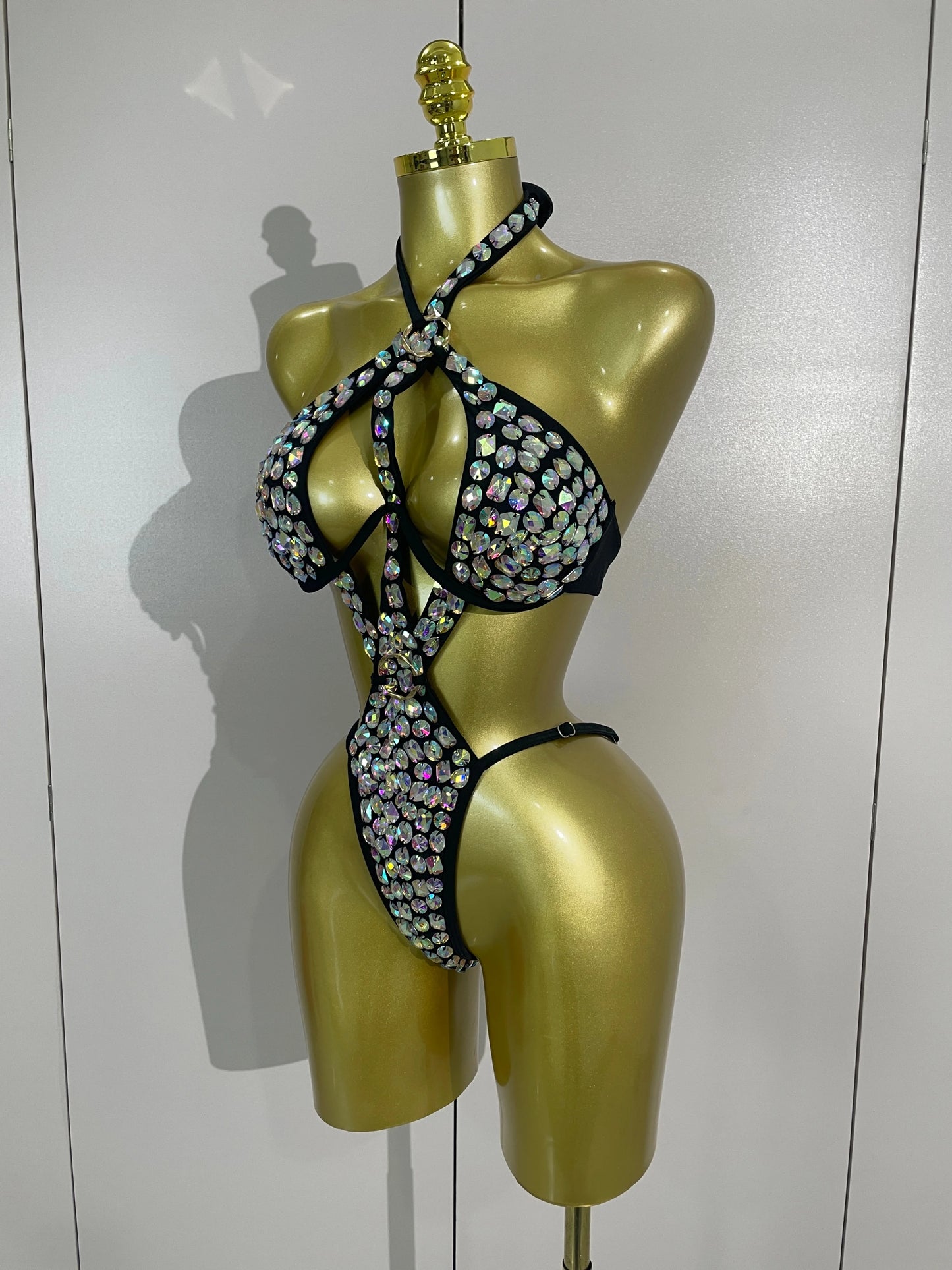 Sexy Sparkly Diamonds Swimsuit Bar Bikini 2026 Fashion Women Crystal Handmade One-piece Bodysuit Swimsuit Stage Photoshoot Wear