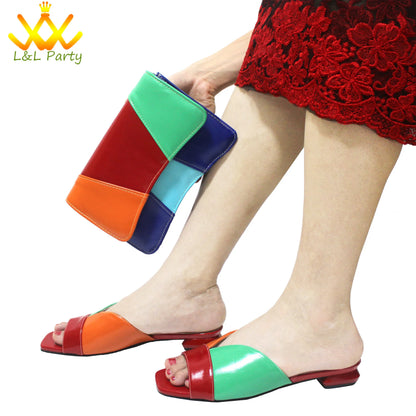 2024 Summer New Fashion Italian Women Shoes and Bag Set in Dark Purple Color Mature Style Comfortable Heels for Wedding