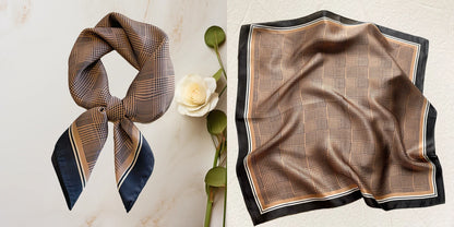 Luxury Floral Print Silk Square Scarf Women Soft Satin Kerchief Hairband Neckerchief Head Hijab Lady Headband Foulard Bag Ribbon