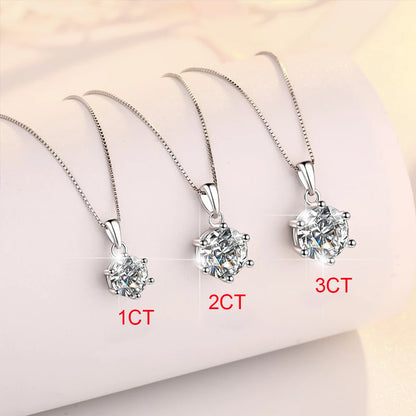 0.5-10CT Real Moissanite Pendant Necklace For Women D Color Round Diamond Necklace 925 Sterling Silver Classic Bride Jewelry