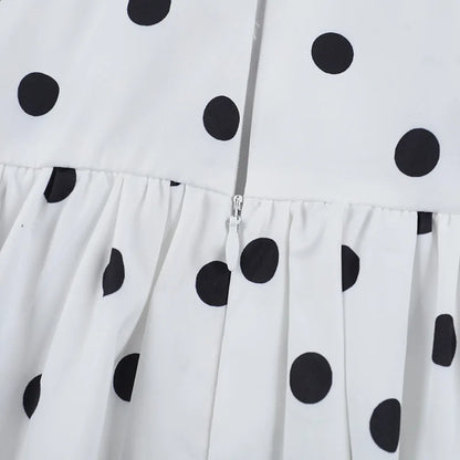TARUXY Polka Dot Vacation Mini Dress For Women  High Waist A-line Ball Gown Dress Sleeveless Halter Neck Female Summer Fashion