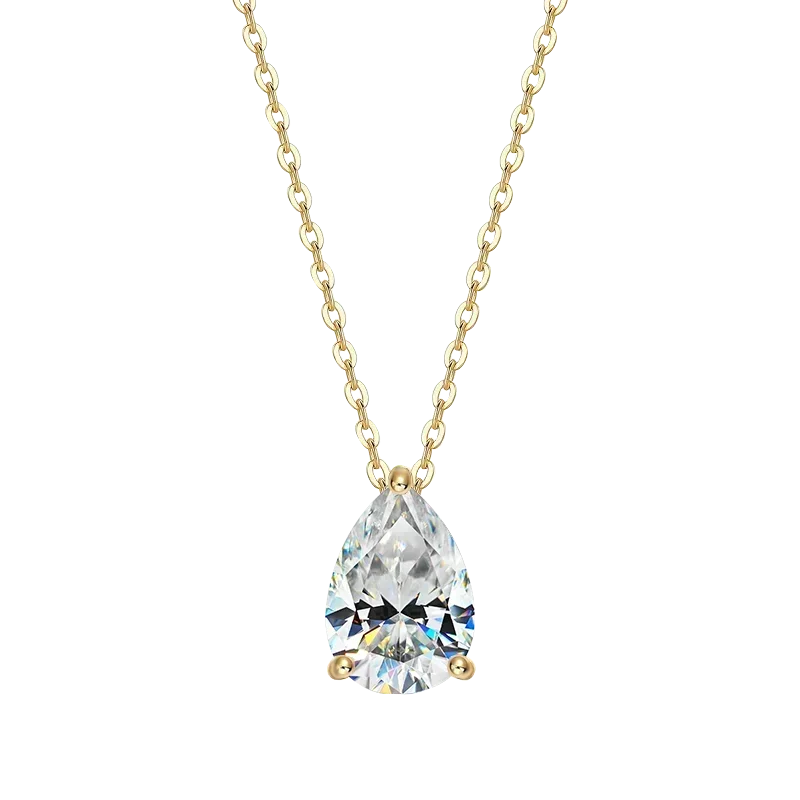 FEOBUR 1-4CT Pear Cut Moissanite Diamond Necklace for Women Certified 925 Sterling Silver Waterdrop Pendant Neckchain Jewelry