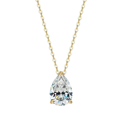 FEOBUR 1-4CT Pear Cut Moissanite Diamond Necklace for Women Certified 925 Sterling Silver Waterdrop Pendant Neckchain Jewelry