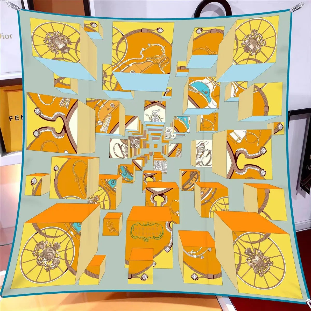 【2025 New】90x90 Twill Silk Square Scarf for Women - French Retro Niche Bustier Shawl Scarf - Stylish Fashion Wrap Accessory