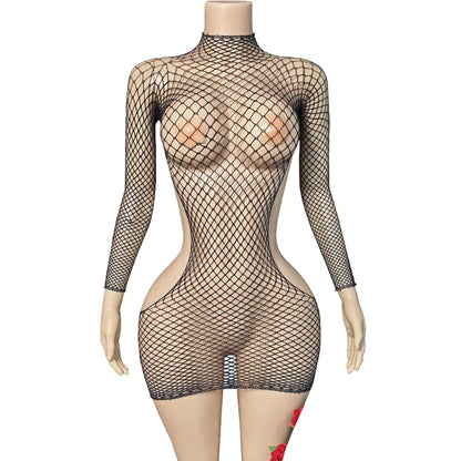 One Piece Pants Sexy Crotchless Bodysuits For Women Erotic Outfits Mesh Hollow Jumpsuits High Waist Elastic Bodystocking Rompers