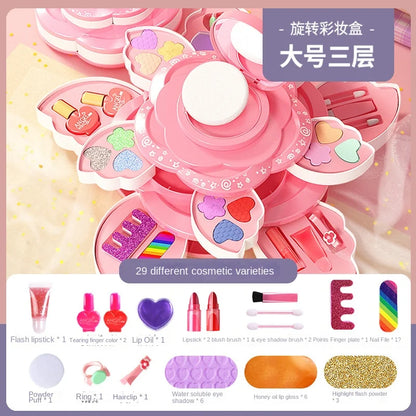 Makeup Box Rotating Opening Cosmetics Toys for Little Girls Princess Makeup Set To Enhance Creativity and Imagination