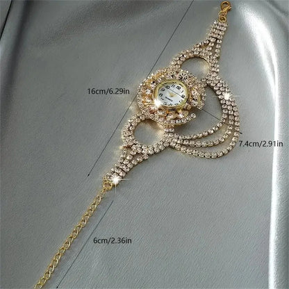 A stylish zinc alloy strap with charming round quartz women's watch with amphibole decoration without chronograph function, an e