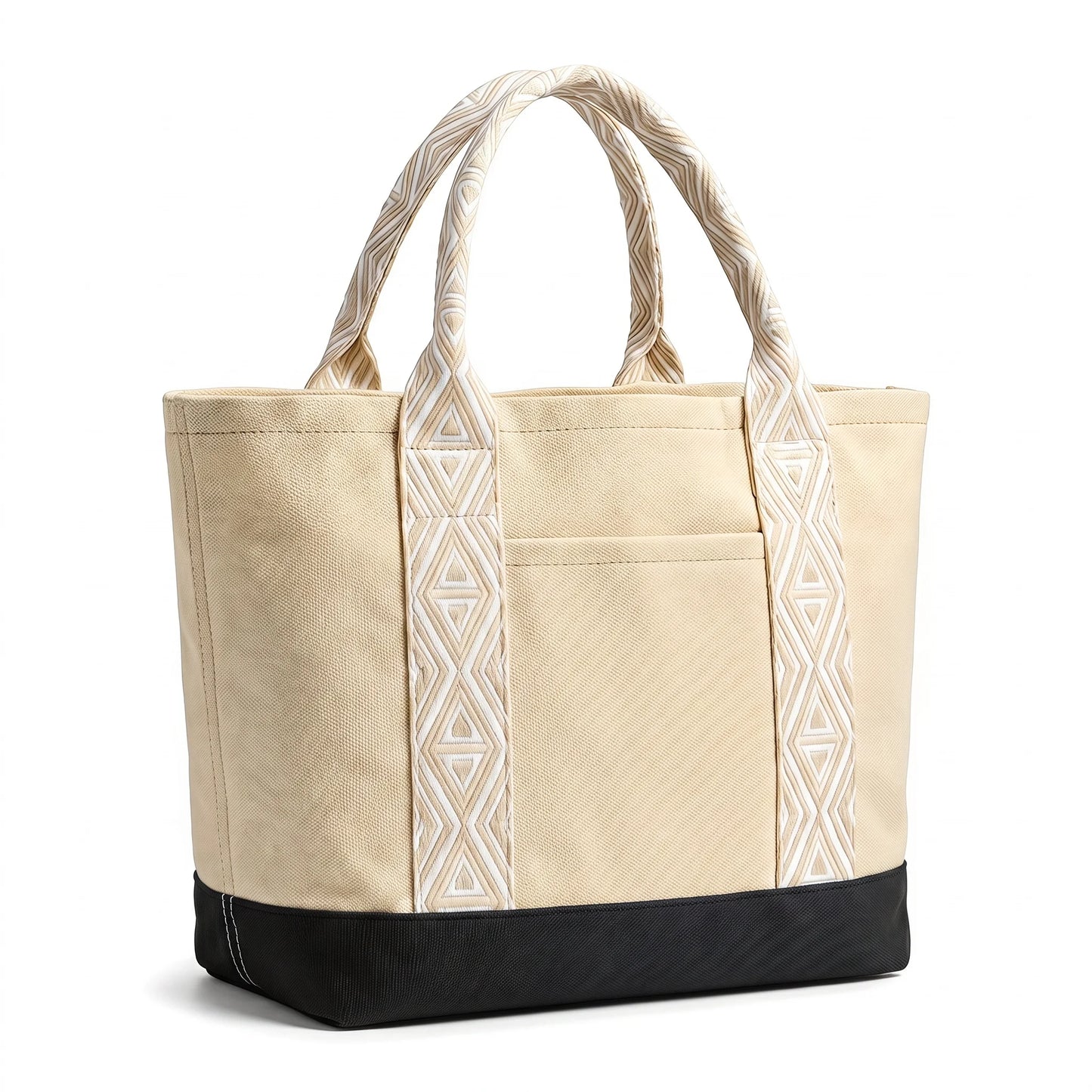 Women 16oz Heavy Duty Canvas Tote Bag Jacquard Handle Card Slot TSA Security Work Student Beach Travel Shoulder Gift Handbag