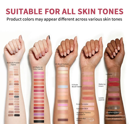 All In One Makeup Set for Full Face Base Concealer Contour Highlight Blush Palette Eyebrow Pencil Eye Shadow Lip Makeup Kit