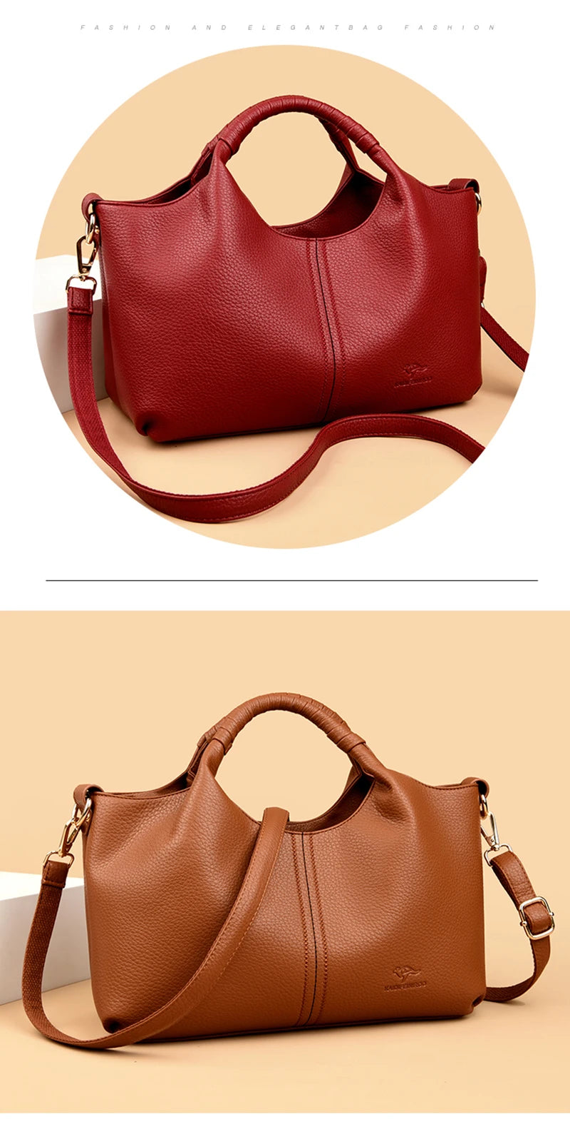 Authentic Leather Tote Bag Luxury Large Capacity Women's Single Shoulder Diagonal Crossbody Bags Fashion Simple Female Handbag