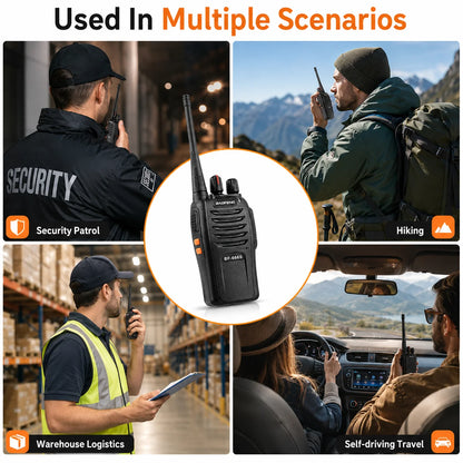 BF-666S Walkie Talkies Two Way Radios UHF 400-480MHz 5W 16CH 1500mAh Long Range Flashlight 2PCS for Security Outdoor