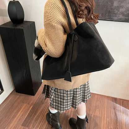 Vintage Casual Tote Bag New Large-capacity Handbag Europe America Popular Hot Selling Underarm Bag High-quality Pu Commuter Bags