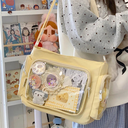 Trendy Transparent Crossbody Bag for Girls Large Capacity Shoulder Bags Fashionable School Style Texture and Versatile Ita Bag