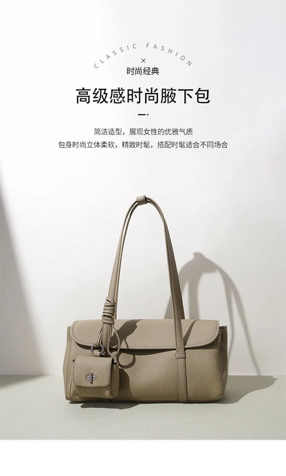 Women's Genuine Grade Cowhide Leather Fashion Tote Handbag Luxury Designer Brand Ladies Shoulder Underarm Bag for Woman 2026 New