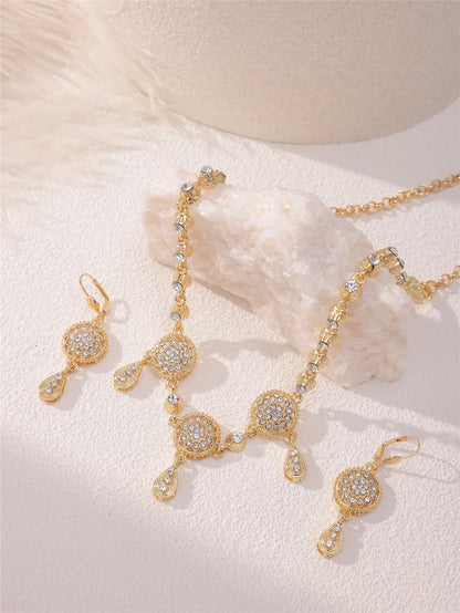 Moroccon Style Inlaid Rhinestone Design Necklace Plus Earring Set To Meet A Variety Of Occasions To Wear Jewelry