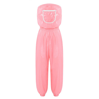 Womens Water Resistant Diaper Cover Jumpsuit Strapless Bodysuit Elastic Waist Leg Opening Adaptive Rompers for Club Night Out