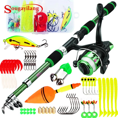 Sougayilang 1.8M Spinning Fishing Rod and Reel Combo 5.2:1 Telescopic Rod with 3BB Fishign Reel Max Drag 5kg Full Fishing Kit