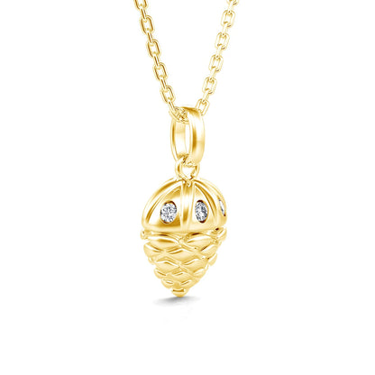Luck Acorn Necklace Pendants Real Gold 14K Moissanite Women's Pendant Collar Pine Nuts Charms For Jewelry Making Lover Gift