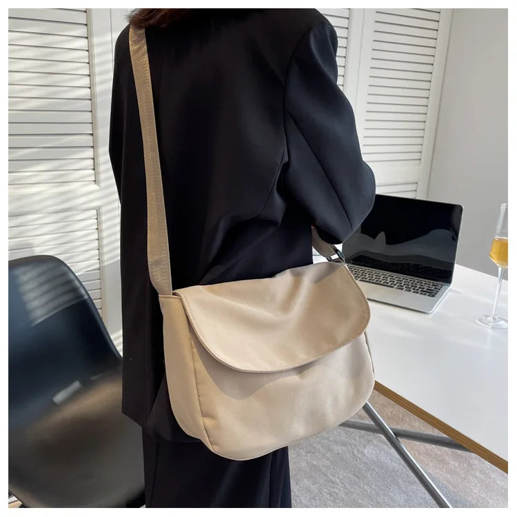Solid Color Women Crossbody Bag Simple Ladies Shoulder Bag Waterproof Nylon Women'S Handbags Fashion Messenger Bag Women сумка