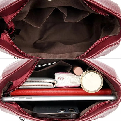 Genuine Soft Pu Leather Handbags for Women Vintage Shoulder Tote Bag Luxury Designer Ladies Large Capacity Purse Bags Sac A Main