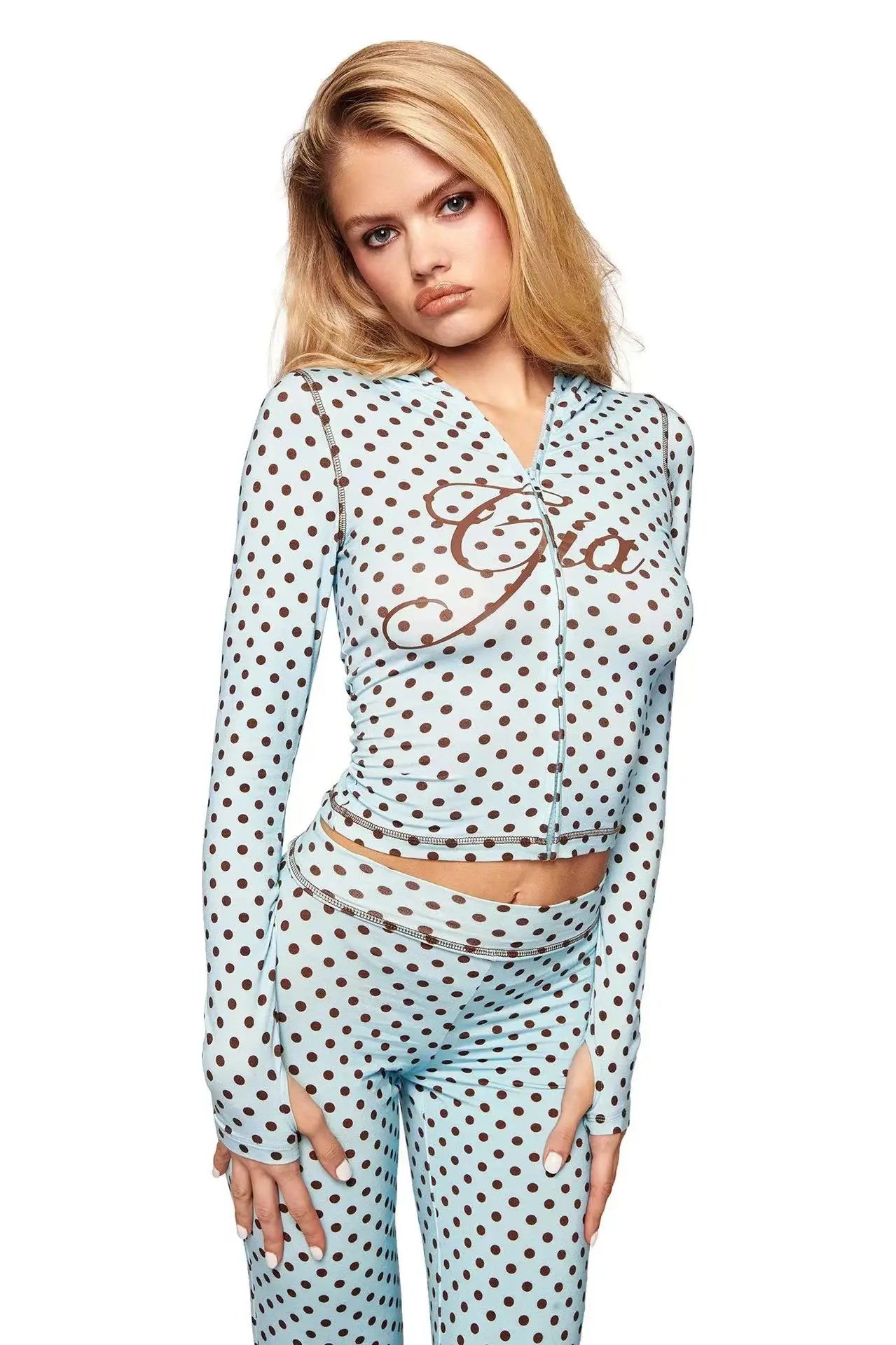new shoulder letter printed open thread design slim fit hooded zipper short jacket shorts set