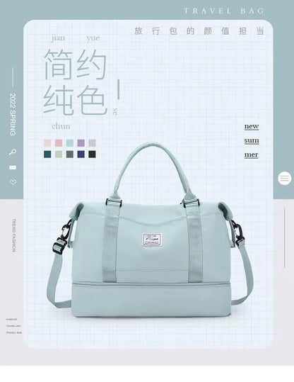 Outdoor Portable Travel Tote Adjustable Pull Rod Dry And Wet Separation Expandable Independent Shoe Compartment Fitness Bag