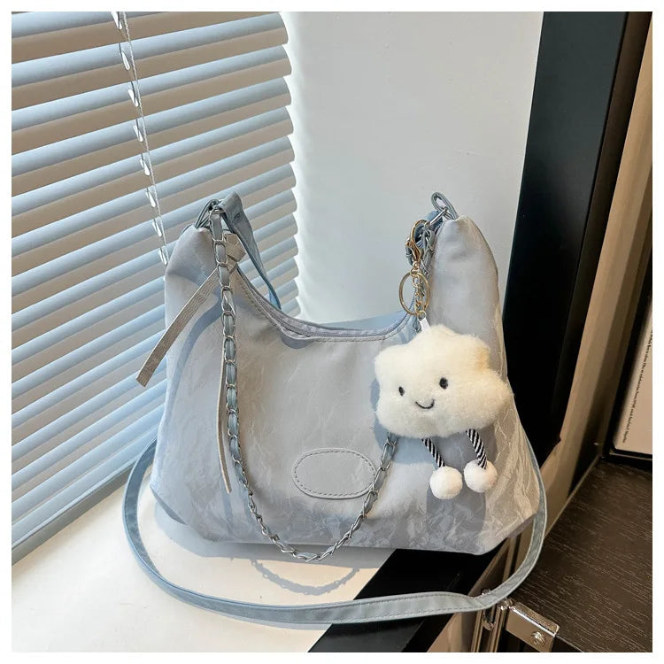 New Summer Chain Commuting Bag, Casual Student Soft Face Large Capacity Bag for Women, Fashion Single Shoulder Crossbody Bags