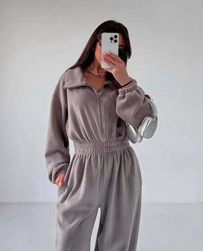 Sports and Leisure Contrast Color Jumpsuit Fashion Trend Street Jumpsuit Women’s Suit New Women Clothing
