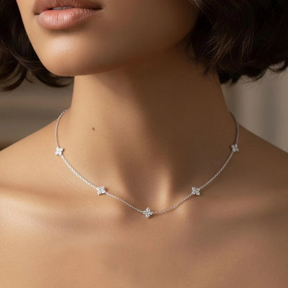 2mm Four-Leaf Clover Moissanite Necklaces for Women Lab Grown Diamond Certified 925 Sterling Silver Jewelry Party Birthday Gifts