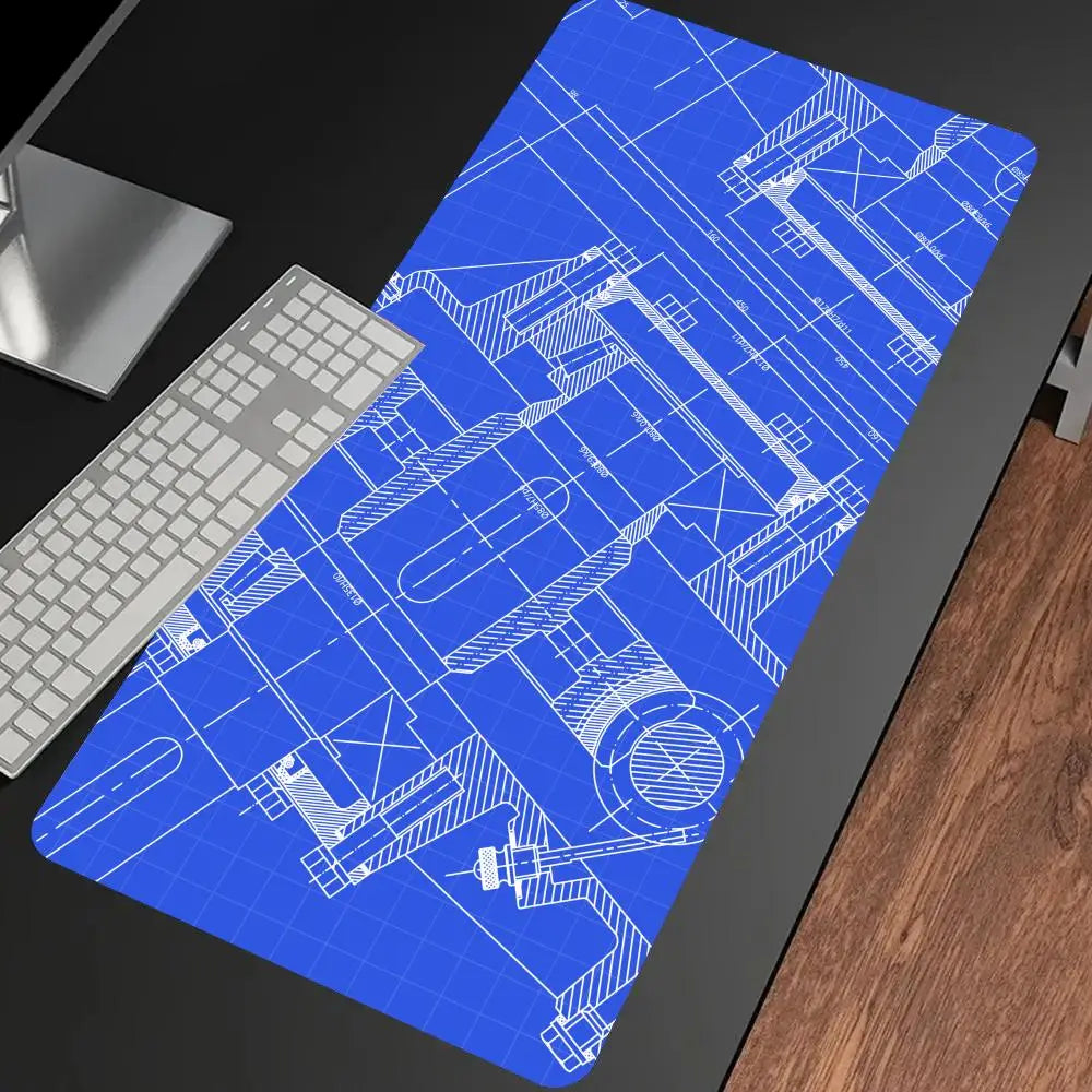 Mechanical Drawing Mouse Pad Gaming Accessory Large HD Mousepad XXL MousePad Natural Rubber Carpet Non-Slip Table Mat Office Rug