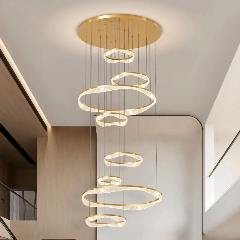 Modern ring stairs led lights pendant light lamps for living room led Chandeliers for dining room hanging light indoor lighting