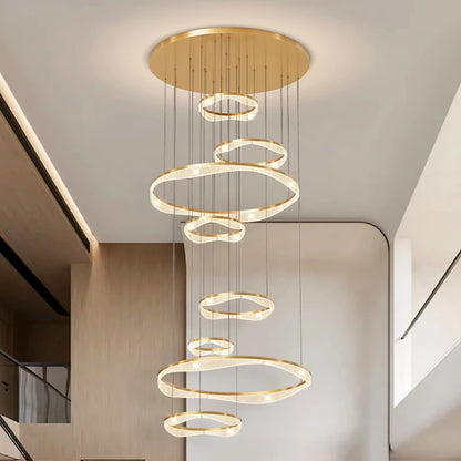 Modern ring stairs led lights pendant light lamps for living room led Chandeliers for dining room hanging light indoor lighting