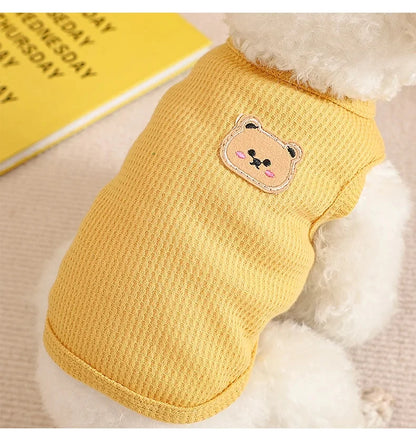 Dogs Thin Small Fashion Bear Vest Pet Dog Clothes Cat Solid T-shirt Clothing Chihuahua Summer Breathable Girl Pug Pet Vest York