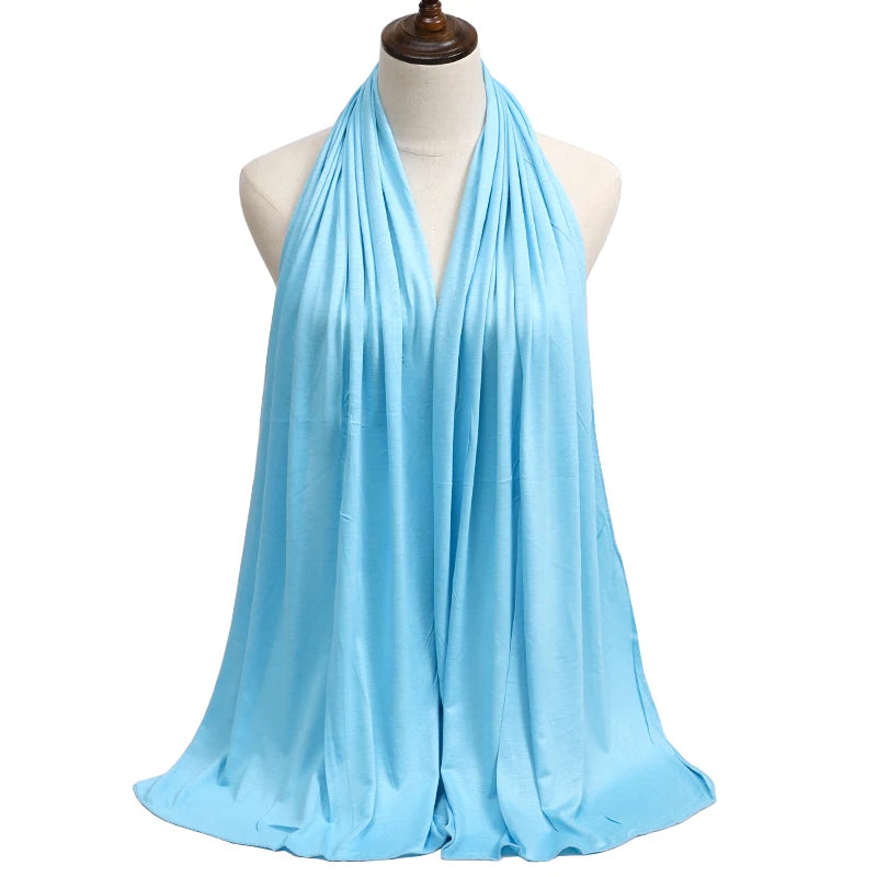 Womens Muslim Ramadan Fashion Modal Cotton Jersey Hijab Womens High Quality Solid Color Soft Hijab Long African Scarf