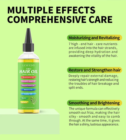 7-IN-1 Hair Oil Rosemary Hair Oil Strengthening Thick Hair Oil Batana Castor Nourishing Moisturizing Smoothing Anti Hair Loss