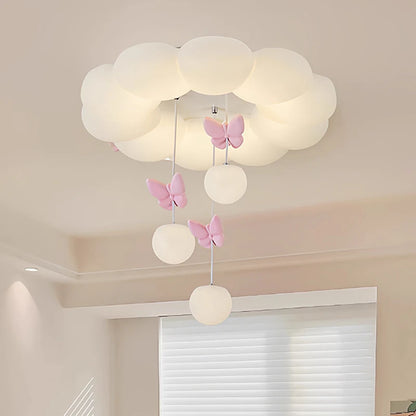 Children's Room Princess Room Cloud Ceiling Lights Pink Bow Bubble Ball Lamp LED Cream Style Romantic Girl Bedroom Ceiling Lamps